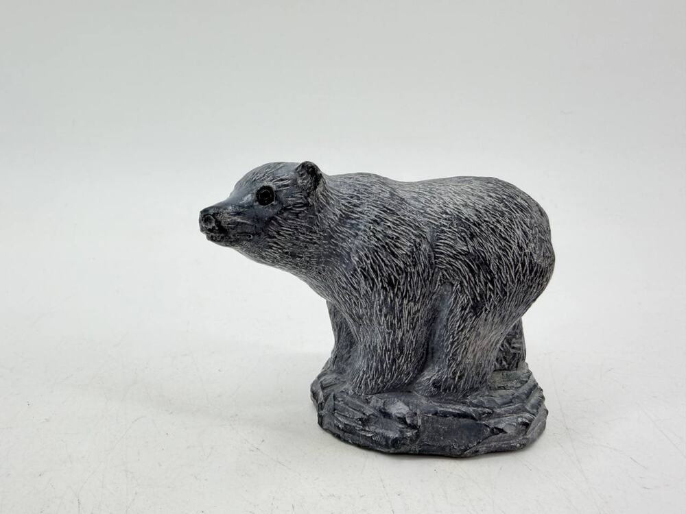 Soapstone Bear Figurine Gray Wildlife Animal Statue Rustic Lodge Cabin Decor